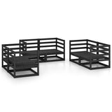 NNEVL 6 Piece Garden Lounge Set Black Solid Pinewood