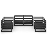 NNEVL 6 Piece Garden Lounge Set Black Solid Pinewood