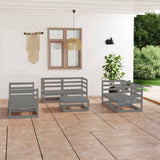 NNEVL 7 Piece Garden Lounge Set Grey Solid Pinewood