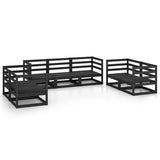 NNEVL 7 Piece Garden Lounge Set Black Solid Pinewood