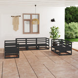 NNEVL 7 Piece Garden Lounge Set Black Solid Pinewood