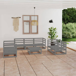 NNEVL 8 Piece Garden Lounge Set Grey Solid Pinewood