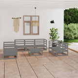 NNEVL 8 Piece Garden Lounge Set Grey Solid Pinewood