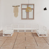NNEVL 8 Piece Garden Lounge Set White Solid Pinewood