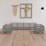 NNEVL 8 Piece Garden Lounge Set Grey Solid Pinewood