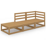 NNEVL 3 Piece Garden Lounge Set Honey Brown Solid Wood Pine