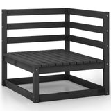 NNEVL 3 Piece Garden Lounge Set Black Solid Wood Pine