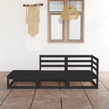 NNEVL 3 Piece Garden Lounge Set Black Solid Wood Pine