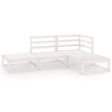 NNEVL 4 Piece Garden Lounge Set White Solid Pinewood