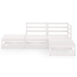 NNEVL 4 Piece Garden Lounge Set White Solid Pinewood