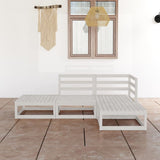 NNEVL 4 Piece Garden Lounge Set White Solid Pinewood