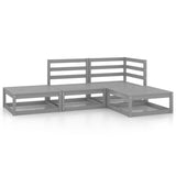 NNEVL 4 Piece Garden Lounge Set Grey Solid Pinewood