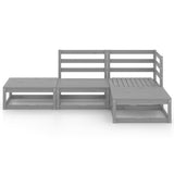 NNEVL 4 Piece Garden Lounge Set Grey Solid Pinewood