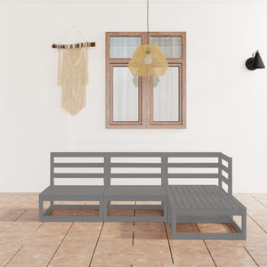 NNEVL 4 Piece Garden Lounge Set Grey Solid Pinewood
