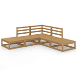 NNEVL 5 Piece Garden Lounge Set Honey Brown Solid Pinewood