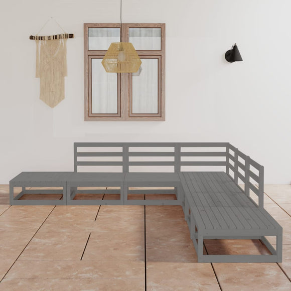 NNEVL 7 Piece Garden Lounge Set Grey Solid Pinewood