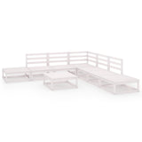 NNEVL 8 Piece Garden Lounge Set White Solid Pinewood