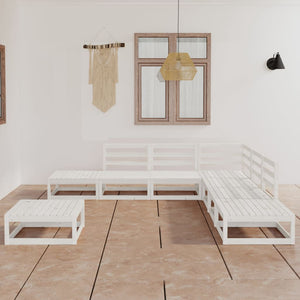 NNEVL 8 Piece Garden Lounge Set White Solid Pinewood
