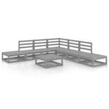 NNEVL 8 Piece Garden Lounge Set Grey Solid Pinewood