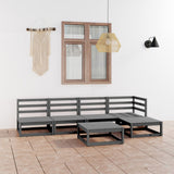 NNEVL 6 Piece Garden Lounge Set Grey Solid Pinewood