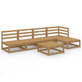 NNEVL 6 Piece Garden Lounge Set Honey Brown Solid Pinewood