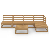 NNEVL 6 Piece Garden Lounge Set Honey Brown Solid Pinewood