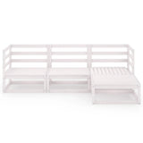 NNEVL 4 Piece Garden Lounge Set White Solid Pinewood