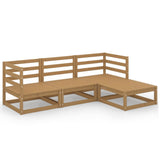 NNEVL 4 Piece Garden Lounge Set Honey Brown Solid Pinewood