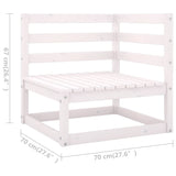 NNEVL 5 Piece Garden Lounge Set White Solid Pinewood