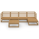 NNEVL 6 Piece Garden Lounge Set Honey Brown Solid Pinewood