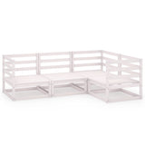NNEVL 4 Piece Garden Lounge Set White Solid Pinewood
