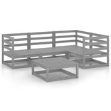 NNEVL 5 Piece Garden Lounge Set Grey Solid Pinewood