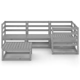 NNEVL 5 Piece Garden Lounge Set Grey Solid Pinewood