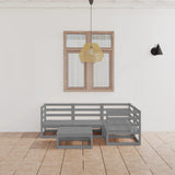 NNEVL 5 Piece Garden Lounge Set Grey Solid Pinewood