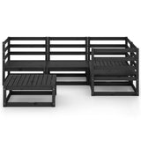 NNEVL 5 Piece Garden Lounge Set Black Solid Pinewood