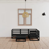 NNEVL 5 Piece Garden Lounge Set Black Solid Pinewood