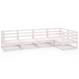 NNEVL 5 Piece Garden Lounge Set White Solid Pinewood