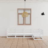 NNEVL 5 Piece Garden Lounge Set White Solid Pinewood