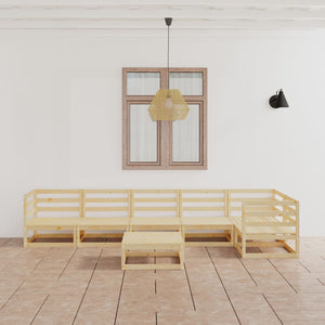 NNEVL 7 Piece Garden Lounge Set Solid Pinewood