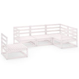 NNEVL 5 Piece Garden Lounge Set White Solid Pinewood