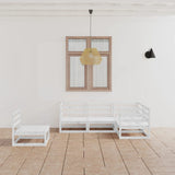 NNEVL 5 Piece Garden Lounge Set White Solid Pinewood