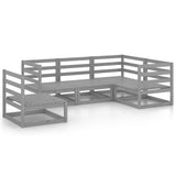 NNEVL 5 Piece Garden Lounge Set Grey Solid Pinewood