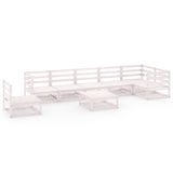 NNEVL 8 Piece Garden Lounge Set White Solid Pinewood
