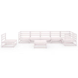 NNEVL 8 Piece Garden Lounge Set White Solid Pinewood