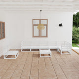NNEVL 8 Piece Garden Lounge Set White Solid Pinewood