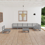 NNEVL 8 Piece Garden Lounge Set Grey Solid Pinewood