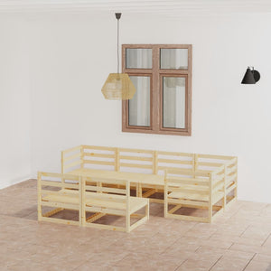 NNEVL 7 Piece Garden Lounge Set Solid Pinewood