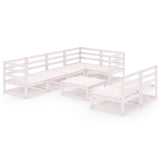 NNEVL 8 Piece Garden Lounge Set White Solid Pinewood