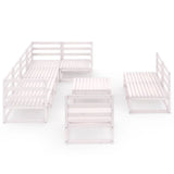 NNEVL 8 Piece Garden Lounge Set White Solid Pinewood