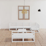 NNEVL 8 Piece Garden Lounge Set White Solid Pinewood